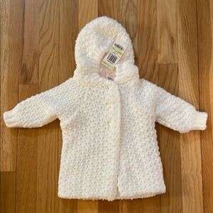First Impressions 3-6 months Cozy White Knit Baby Cardigan